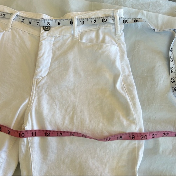 NYDJ Stretch Linen White 5-pocket Straight Leg Pants Style #MAKB2219 Size 4 - Picture 10 of 11